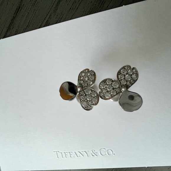 Tiffany & Co. Platinum Floral Earrings - Picture 1 of 14